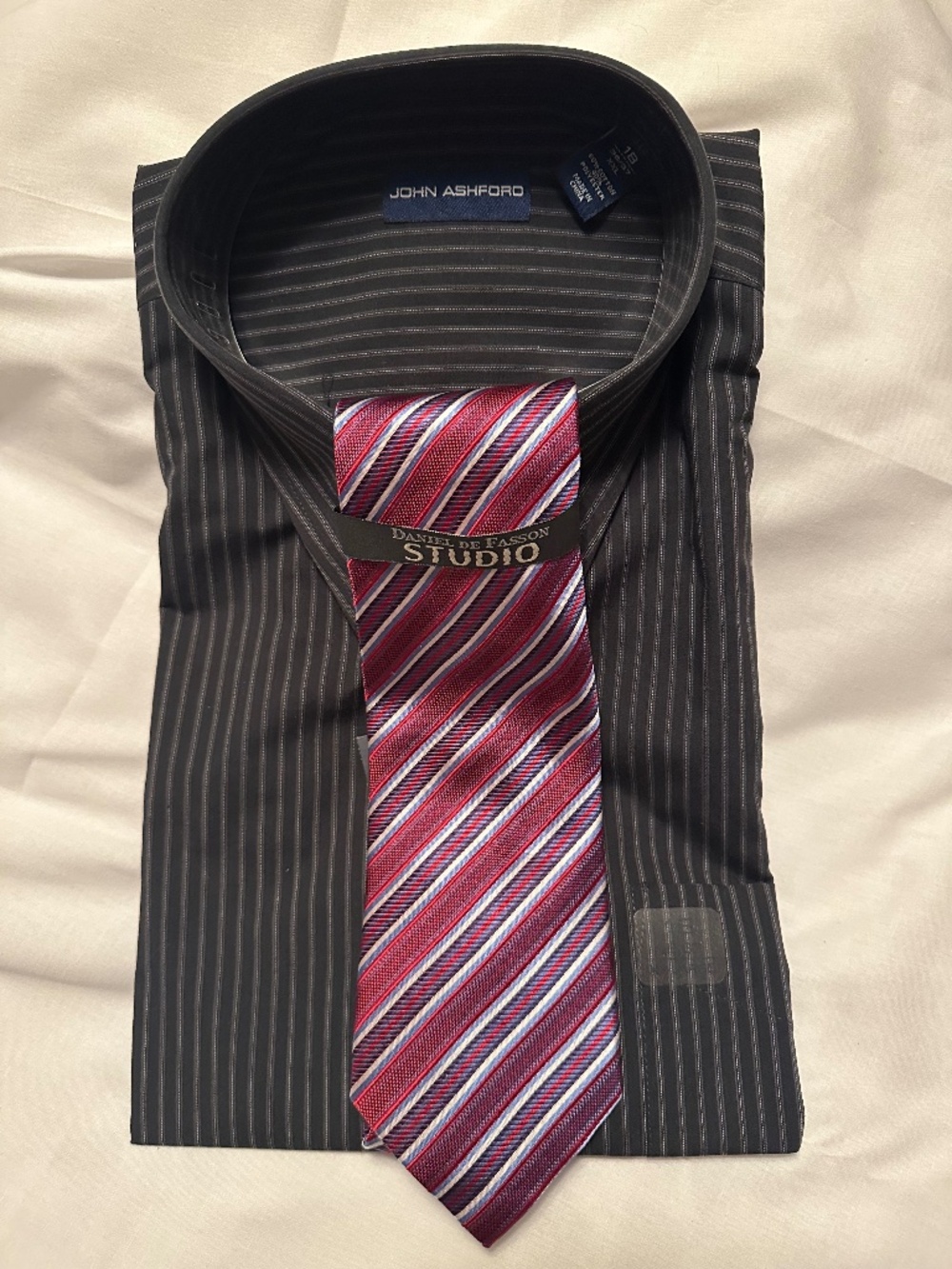 John Ashford, XXL 18 36/37, black, long sleeve dress shirt